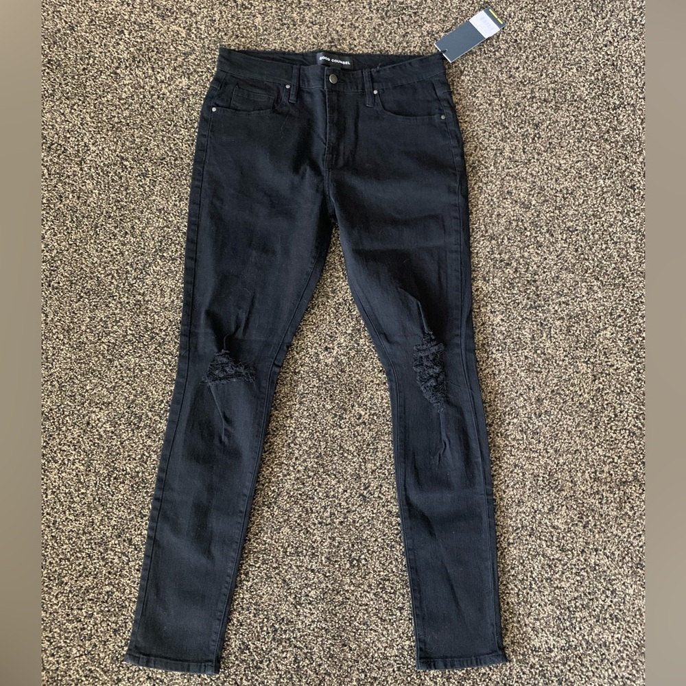 Good Counsel Black Ripped Skinny Thurmond Tapered Jeans size 38 - 32” inseam NWT